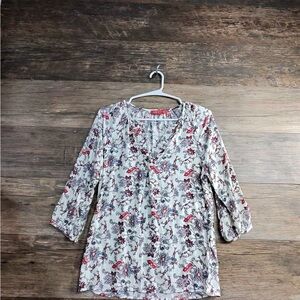 Rose & Thyme Chic Floral V-Neck Blouse